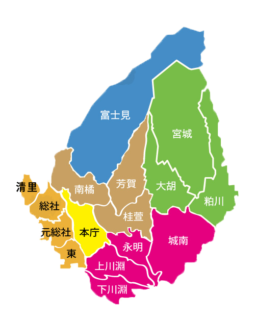 前橋市エリアマップです。検索したいエリアをクリックすると該当する新築物件リストが出てきます